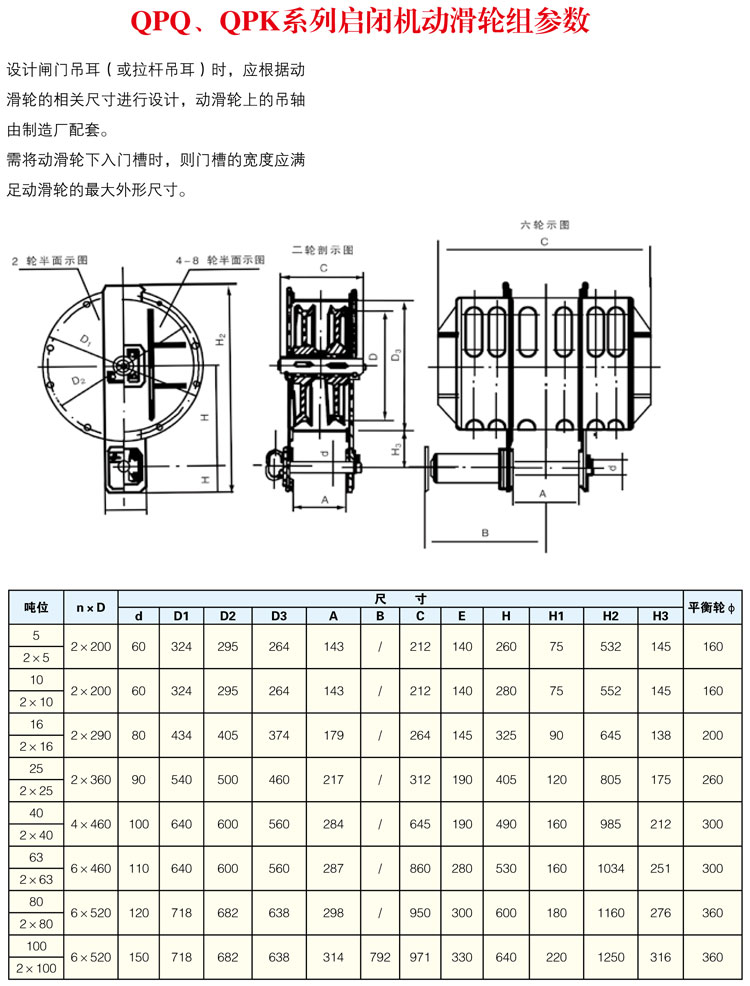 QPQ、QPK系列啟閉機(jī)動滑輪組